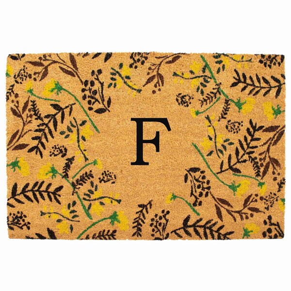 Calloway Mills Monogram Door Mat, Black, Yellow, Green, Natural, 24 in W x 36 in L 105082436F - main